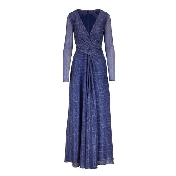 TALBOT RUNHOF Pokario23 Electric Blue Metallic Voile Gown in Size US4 - Picture 4 of 13